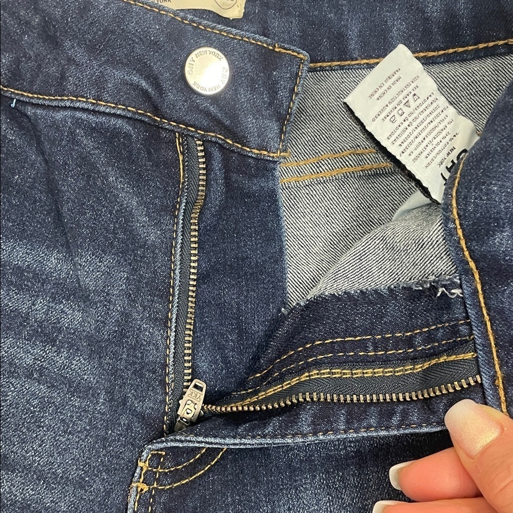 Oak New York High Waist Wide Leg Rhinestone Pocket Dark Wash Denim Jeans Sz 2/26 - Picture 16 of 16
